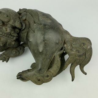 Chinese Bronze Figure of a Buddhist Lion Foo Dog Sculpture 3