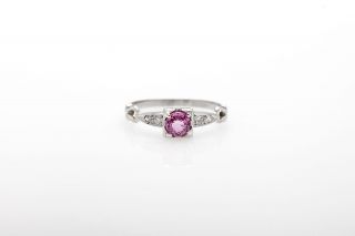 Antique 1920s.  75ct Natural No Heat Pink Sapphire Diamond 18k Gold Ring