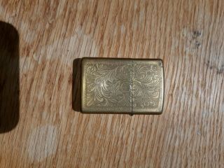 Vintage Brass Zippo Lighter Embossed Design W/initial Plate Uncleaned.