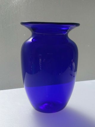 Vintage Antique Bristol Blue Blown Art Glass Posy Vase Signed Sharp Pontil