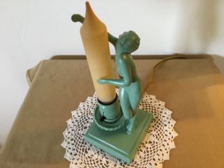Art Deco Frankart Nude Lamp With Greenie Finish And Bulb.  Rare