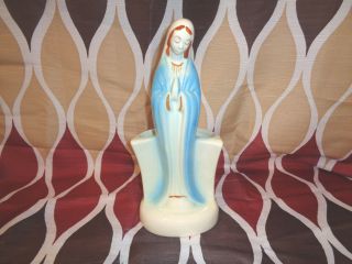 Vtg Madonna Statue Planter Vase Virgin Mary Holy Blessed Mother Religious 12 "