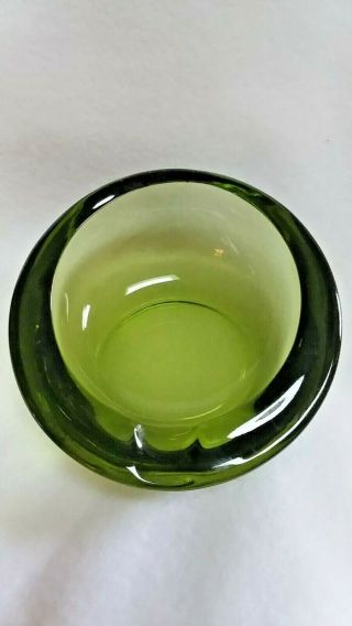 Vintage Green Viking Art Glass Orb Bowl Ashtray Mid Century Modern 2