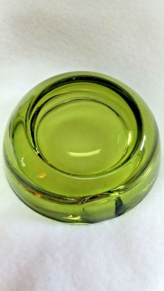 Vintage Green Viking Art Glass Orb Bowl Ashtray Mid Century Modern 3