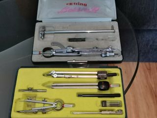 Vintage Rotring Drawing Set Drafting Kit Engineering Precision,  Protractor Tool. 2