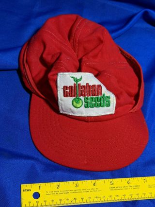Callahan Seeds Vtg Advertising Flap Hat Cap Corn Farm Agriculture Patch Retro