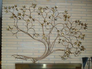 Mid Century Curtis Jere Artisan House Brass Wall Sculpture Bamboo Tree Signed