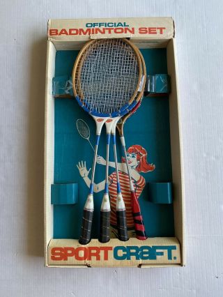 Sport Craft Vintage Official Badminton Set 4 Rackets & Box