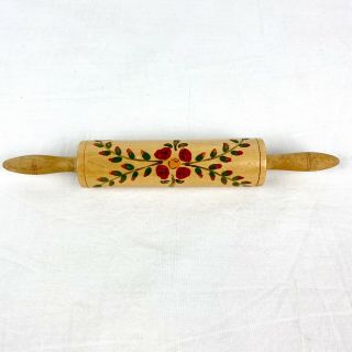 Vintage Miniature Wood Rolling Pin Hand Painted Signed Kitchen Decor