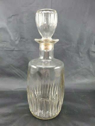 Collectible Vintage Clear Glass Whiskey Liquor Bottle With Stopper 10 " Fancy