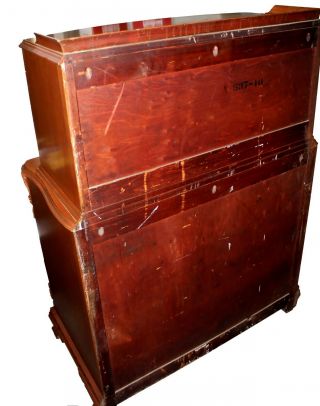 Vintage 1950s French Regency Style Chest on Chest in Mixed Mahogany & Fruitwood 3