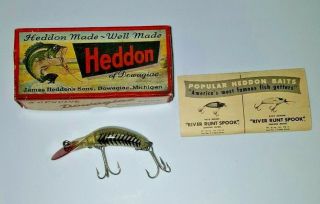 Vintage Fishing - Heddon Tadpolly Spook Lure 9000xrs W/ Correct Box,  Paperwork