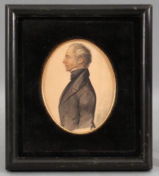 1840s Antique 19thc Edward Seager American Boston Miniature Portrait Painting