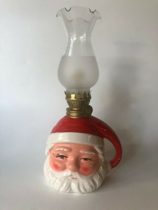 Vintage Classic Ceramic Santa Claus Head Christmas Oil Lamp Christmas