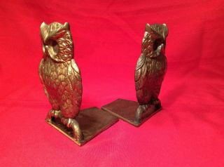 Vintage Brass Owl Bookends 2