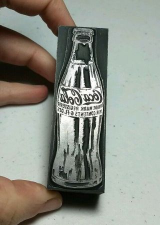 Vintage Letterpress Printing Block Coca Cola Bottle Advertising