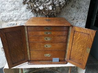 A Victorian Oak Collectors Cabinet Cabinet