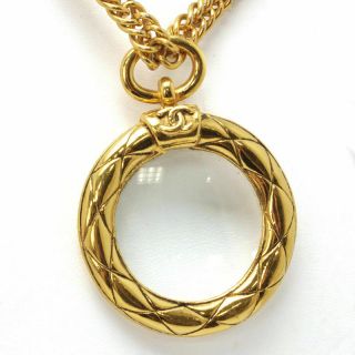 Auth Chanel Vintage Long Necklace Loupe/magnifying Glass 65002