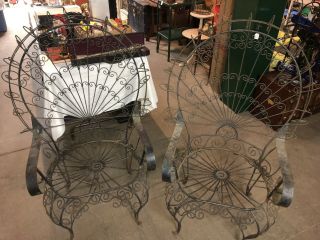 Antique Wrought Iron Peacock Chairs