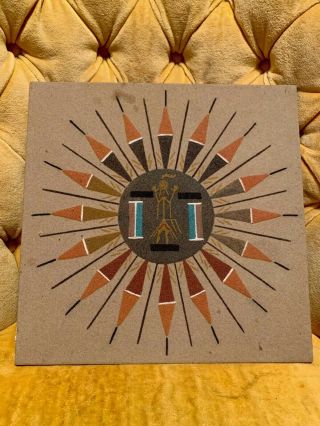 Vintage Native American Indian Navajo Sand Art Signed Wall Decor Tribal Lookdeal