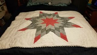 Cute Vintage Americana Patchwork Star Quilt Throw Blanket Red White Blue Patriot