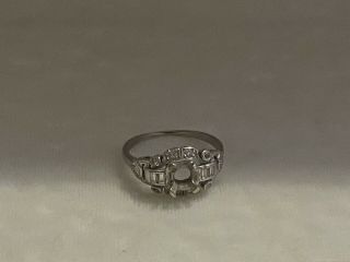 Estate Antique Art Deco Platinum Diamond Ring Semi Setting Sz 6 (?) 3.  6 Grams
