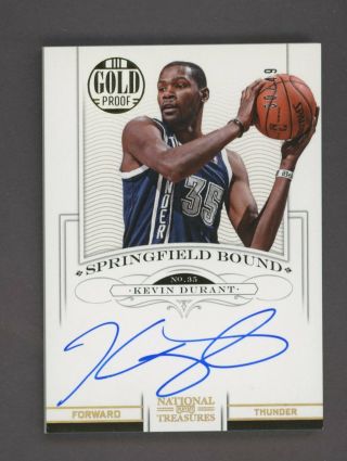 2012 - 13 National Treasures Golf Prood Springfield Bound Kevin Durant Auto 30/49