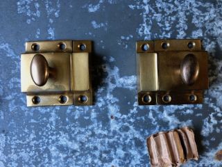 Vintage Old Stock Cast Brass Cabinet Cupboard Turn Latches Brushed