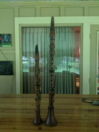 2 Antique Boxwood Clarinet Civil War Adler Bamberg & Unmarked Instrument