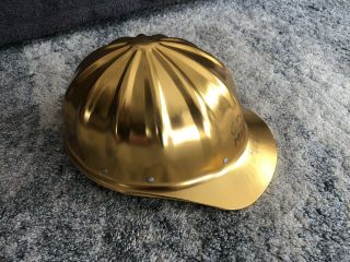 Vintage Superlite By Fibre Metal Gold Aluminum Hard Hat Gold