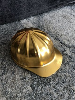 Vintage SuperLite By Fibre Metal Gold Aluminum Hard Hat Gold 2