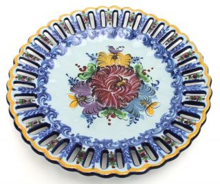 Hand Painted 11 " Vintage Ceramic Plate Signed Vestal Alcobaca Portugal 67 