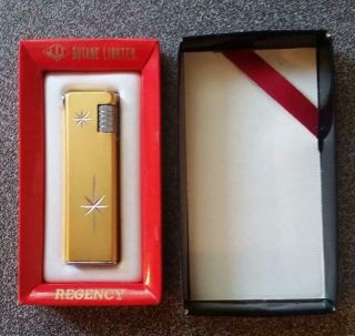 Vintage Jjj Regency Butane Lighter Nib Gold Tone Slim