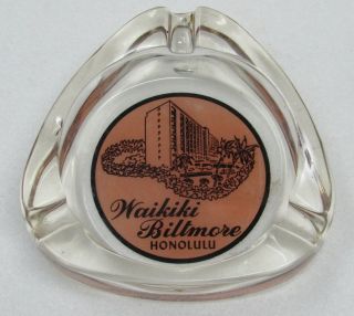 Rare Vintage Waikiki Honolulu Hawaii Biltmore Hotel Glass Advertising Ashtray