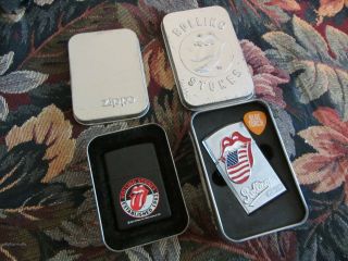 2001 Zippo Lighter Rolling Stones Lips Established 1962 W/ Blue Torch Also