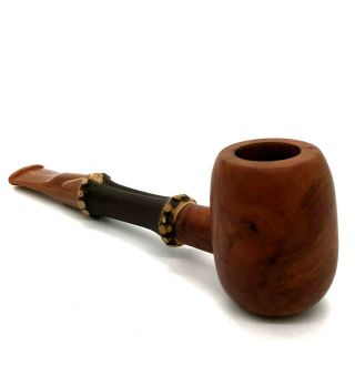 Unique Estate Billiard Tobacco Pipe With Bamboo Shank And Acrylic Stem