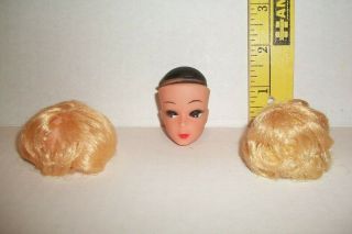 Vintage 1960s Clone Fashion Queen Head Only With 2 Wigs