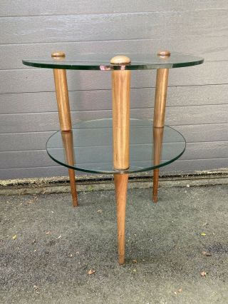 Gilbert Rohde For Herman Miller Glass And Wood Side Table