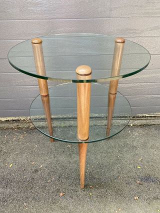 GILBERT ROHDE for HERMAN MILLER Glass And Wood Side Table 2