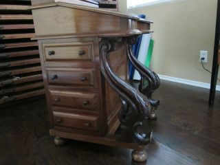 Victorian Davenport Ship Captains Desk Hand Carved Ornate Dovetailed As Found