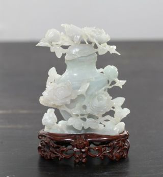 Antique Chinese Carved Lavender Jade Fine Vase,  19th Century,  Qing Dynasty Rare