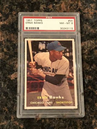 1957 Topps Ernie Banks Chicago Cubs 55 Baseball Card Psa 8