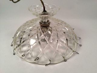 Vintage 2 Piece Cut Glass Hanging Chandelier Lamp Parts Needs Rewiring