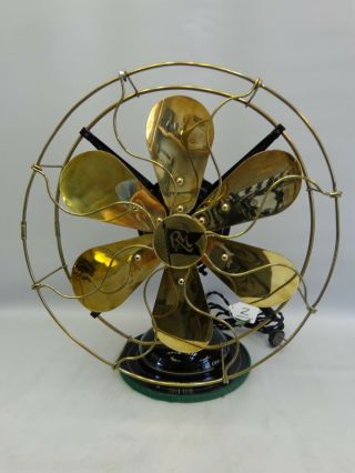 Antique R&m Robbins & Myers Brass 6 Blade & Cage Fan Vintage 1919 Restored Rare