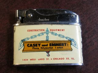 Vintage Casey And Emmert Construction Equipment Advertising Lighter - Chicago Il
