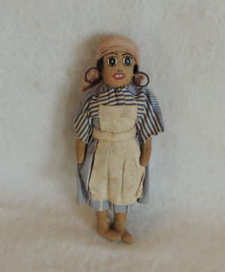 Vintage Antique Folk Art 7 " Cloth Doll.  Primitive Black Americana.  Very Old