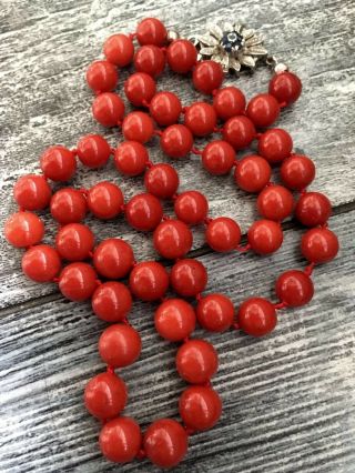 Antique Old Natural Red Coral Necklace 18k Gold Clasp Other Amber Turqoise
