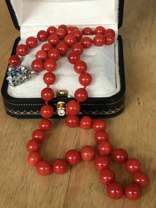 Antique old natural red coral necklace 18K gold clasp other amber turqoise 2