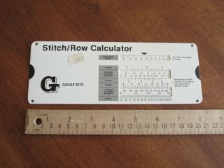 Vintage Stitch Row Gauge - Rite Calculator 1982 Perrygraf Knitting Slide Ruler Usa