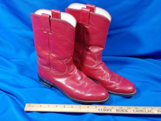 1960s Vtg Justin Red Western Cowgirl Cowboy Roper Boots Women 